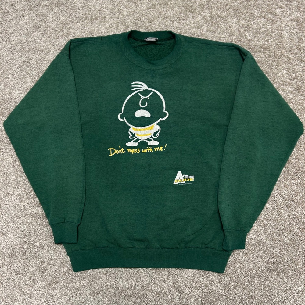 Distressed Vintage Attitude Dude Sweatshirt Don't Mess With Me 90s Common Thread - Picture 7 of 10